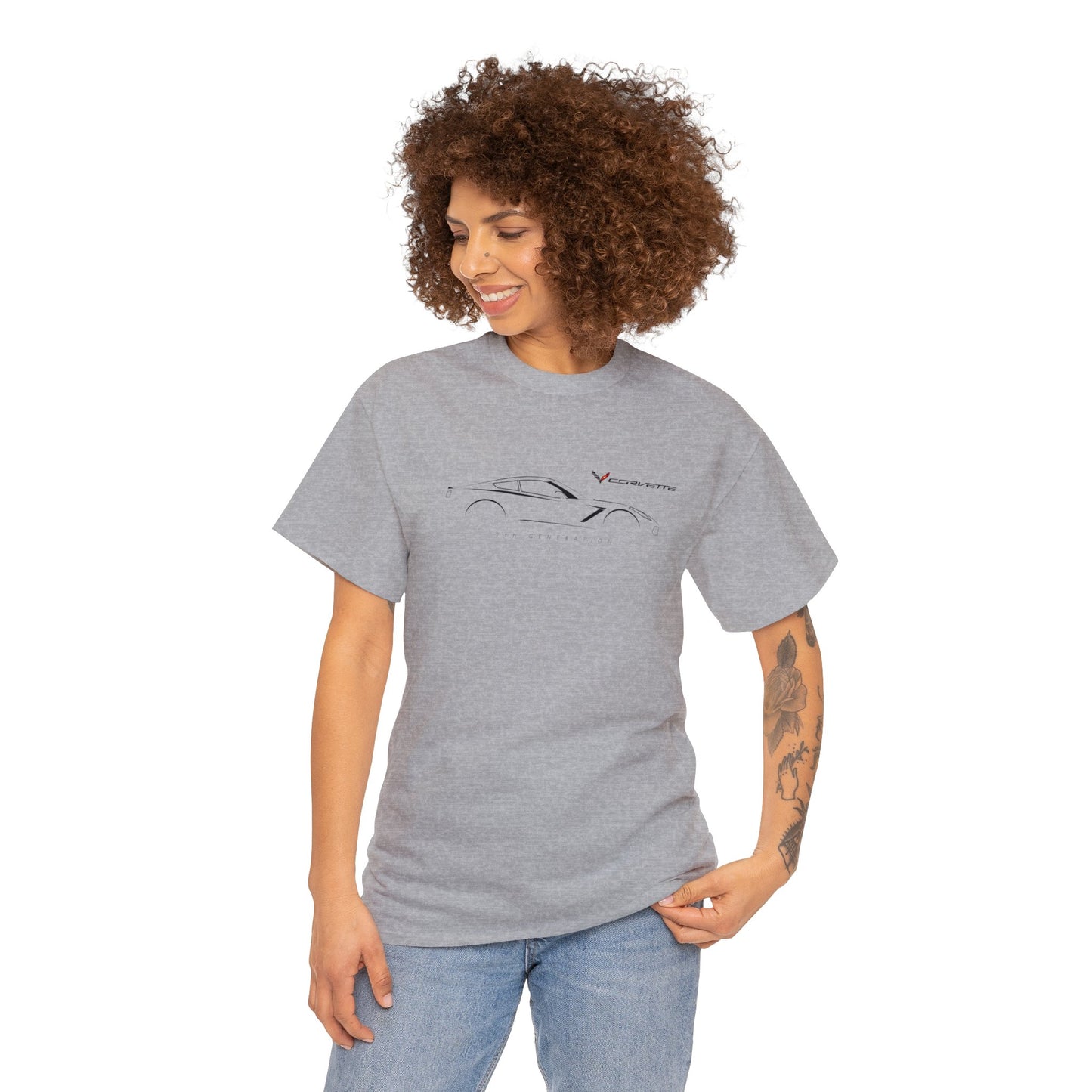 Corvette Racing Car, Chevrolet Corvette Luxury Car Unisex Heavy Cotton Tee