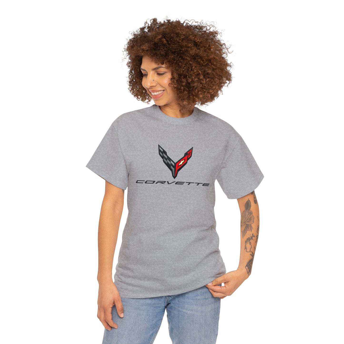 Corvette Racing Car, Chevrolet Corvette Luxury Car Unisex Heavy Cotton Tee