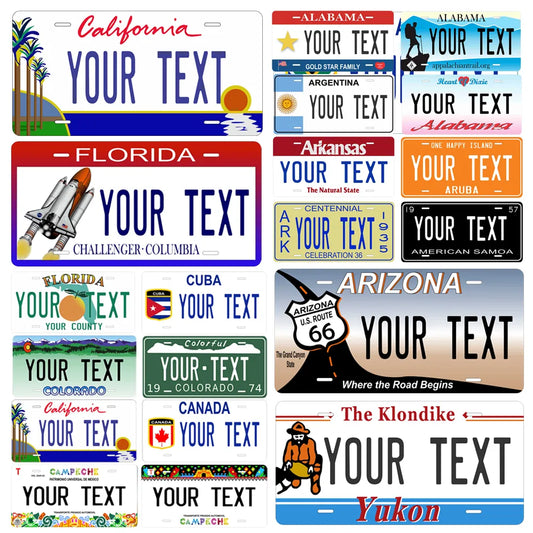 Your Text Custom License Plate, Country Metal Sign, Vintage Personalize United States License Poster, for Bar Garage Decor WY254